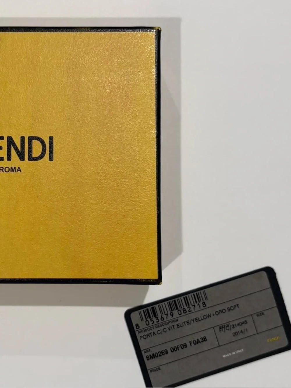 Fendi Mustard Yellow Leather Card Case with Metal Logo Plate